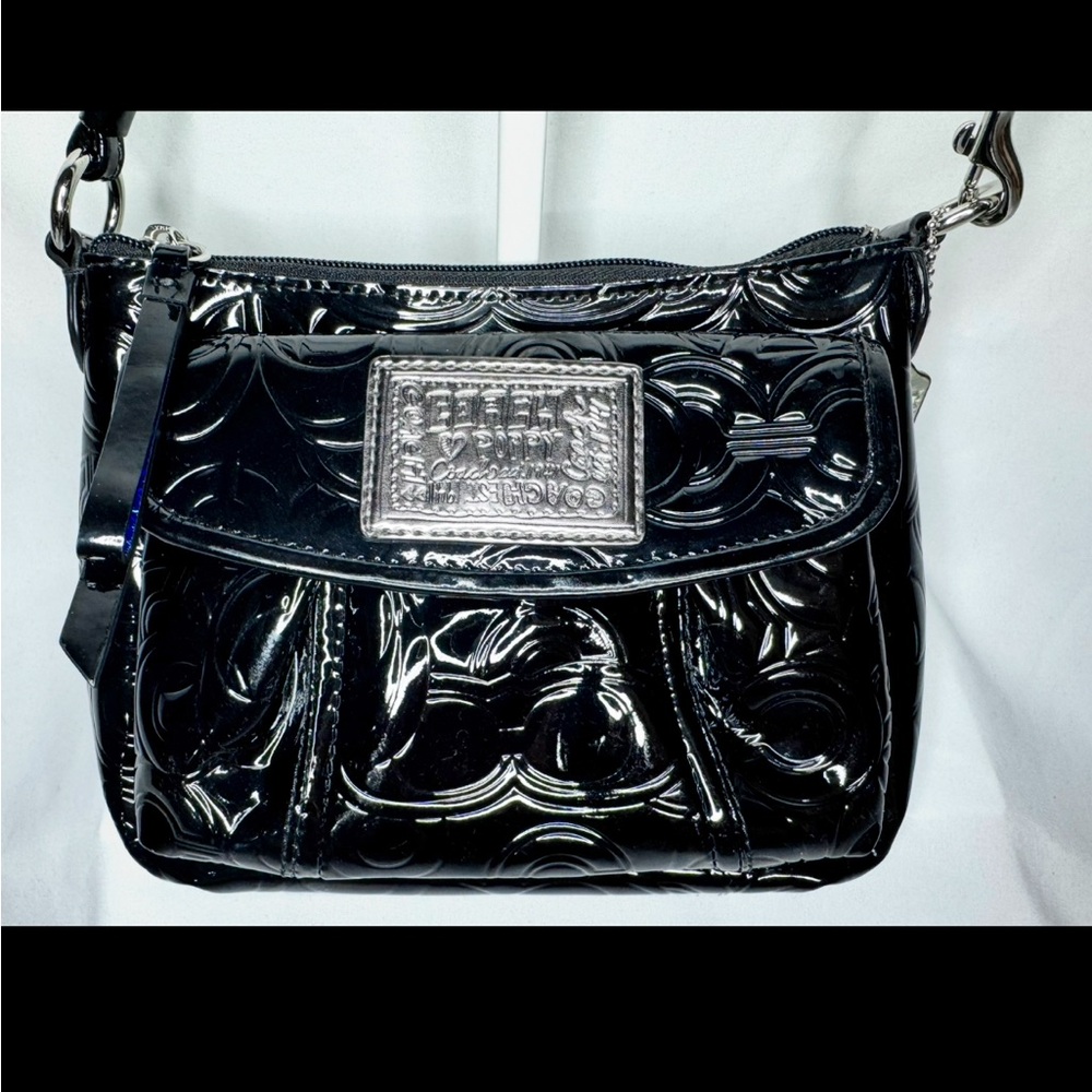 Y2k Coach Poppy Black Patent Leather Small Crossbody … - Gem